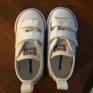 Toddler White Converse Velcro Sneakers